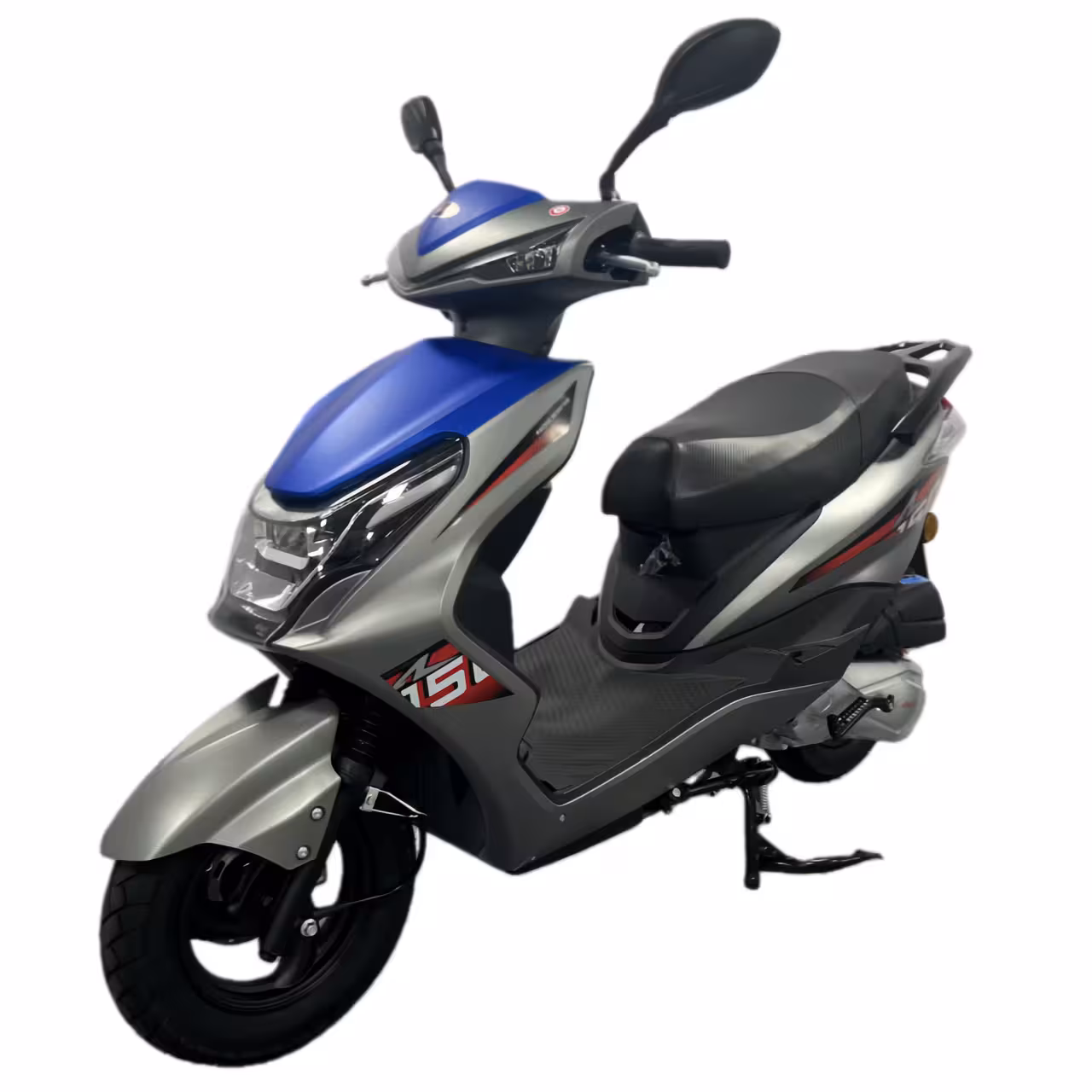 125cc Gasoline Scooter Dual Start Front Disc and Rear Drum Brakes Hydraulic Suspension Aluminum Wheels Sporty Look