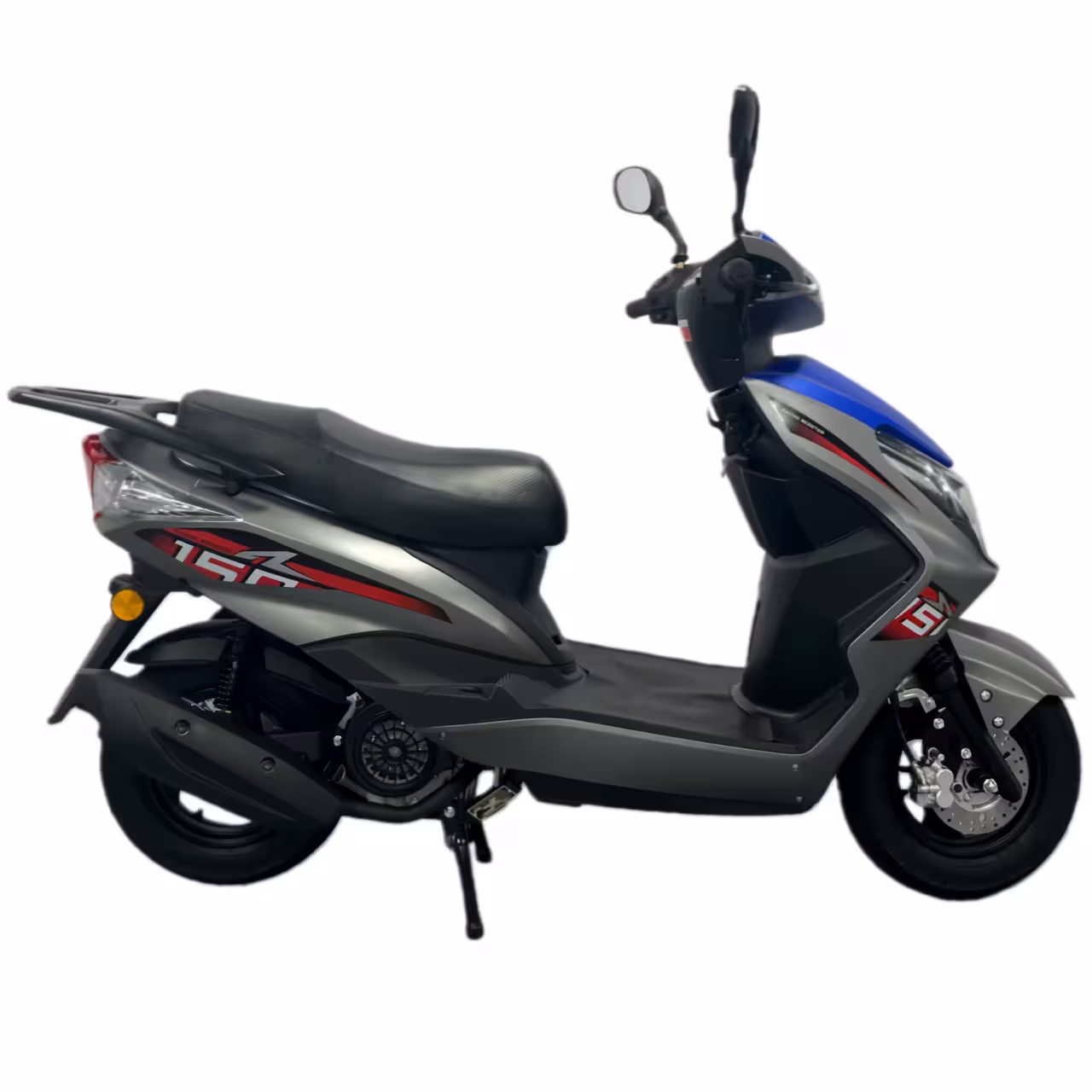 125cc Gasoline Scooter Dual Start Front Disc and Rear Drum Brakes Hydraulic Suspension Aluminum Wheels Sporty Look