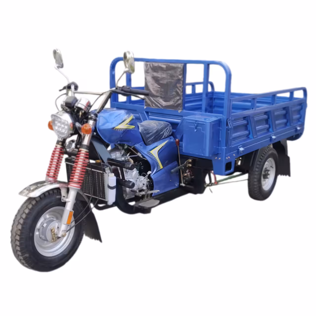 250cc Gasoline Utility Tricycle Open Cargo Design Reverse Chain Transmission Drum Brakes Hydraulic Shocks