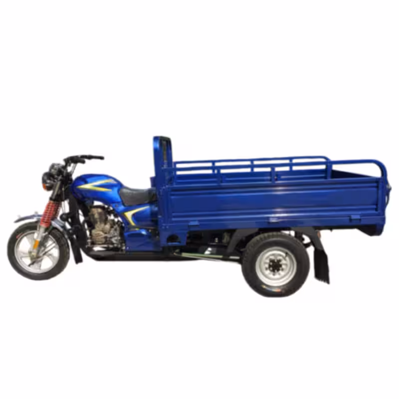 250cc Gasoline Utility Tricycle Open Cargo Design Reverse Chain Transmission Drum Brakes Hydraulic Shocks