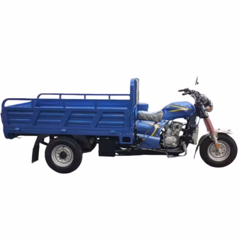 250cc Gasoline Utility Tricycle Open Cargo Design Reverse Chain Transmission Drum Brakes Hydraulic Shocks