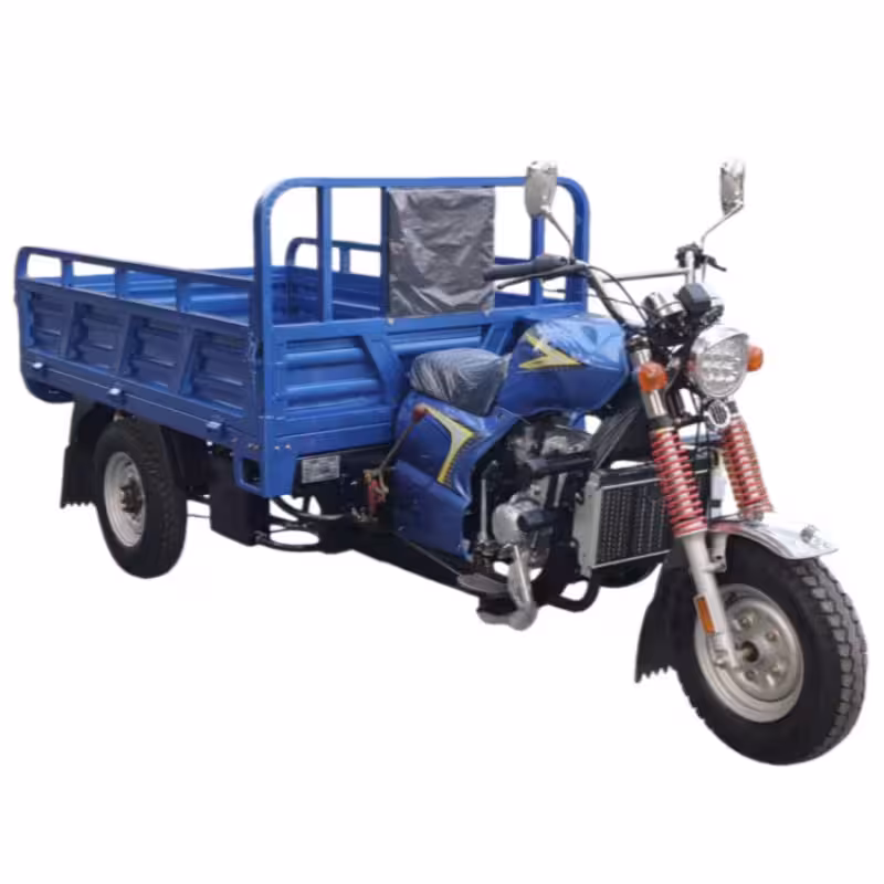 250cc Gasoline Utility Tricycle Open Cargo Design Reverse Chain Transmission Drum Brakes Hydraulic Shocks