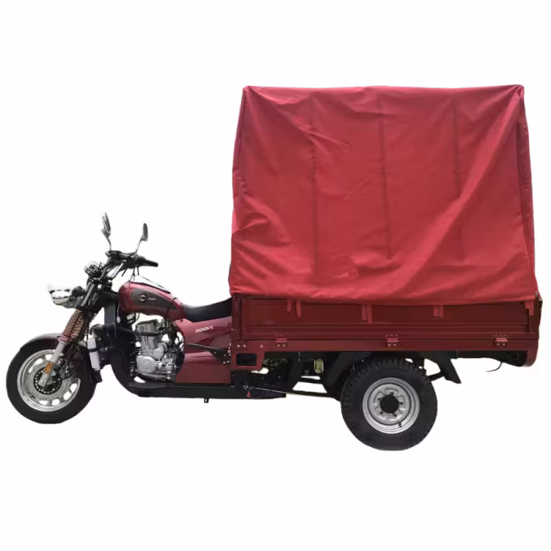 200-250cc Gasoline Cargo Tricycle Open Body Chain Drive Drum Brakes Electric Start