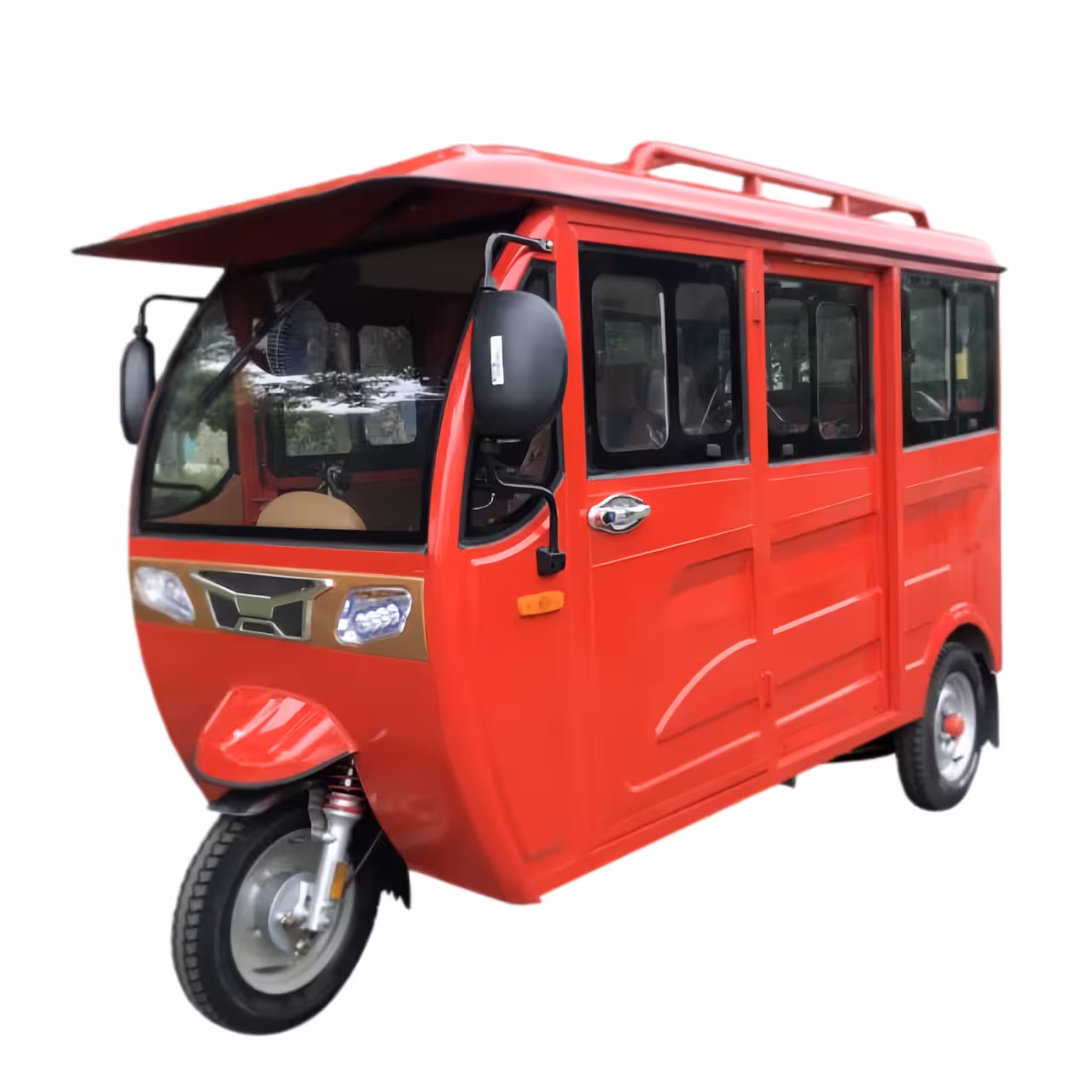 150cc Gasoline TukTuk Tricycle Fully Enclosed 4-5 Seats Front Rear Drum Brakes Electric Start