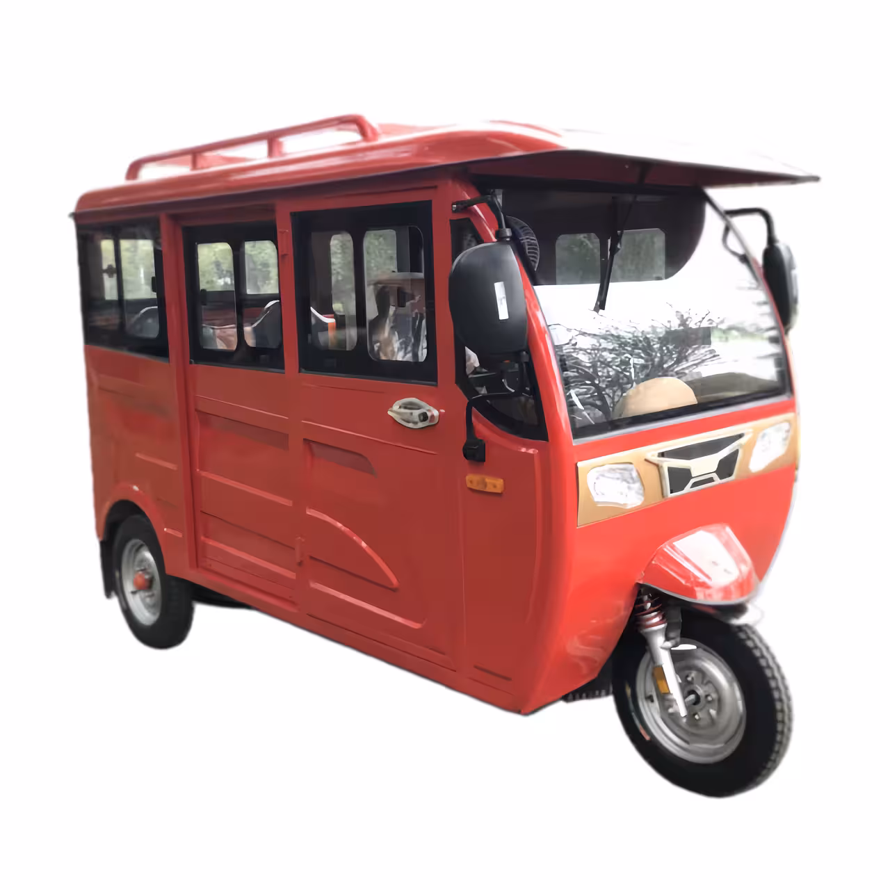 150cc Gasoline TukTuk Tricycle Fully Enclosed 4-5 Seats Front Rear Drum Brakes Electric Start