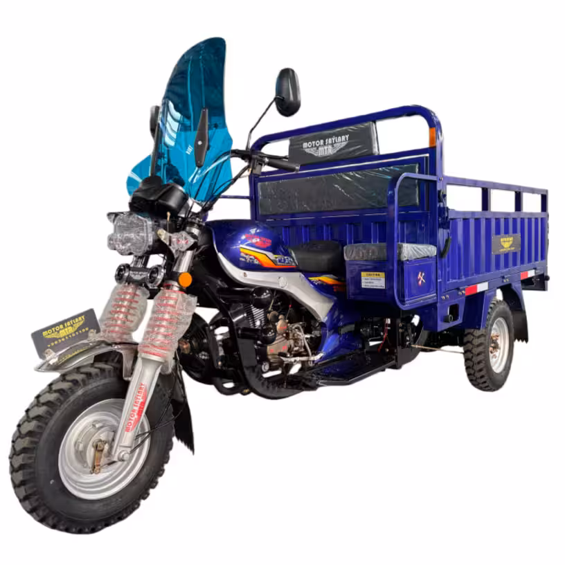 200cc Air-Cooled Engine 80W Fan Mechanical Brake 5.00-12 Tire Toolbox Blue Butterfly Windshield 12V9A Maintenance-Free